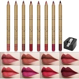 Wismee 8 Colors Lip Liner Filler Pencil Set , Waterproof Sweat-Proof Long Lasting Contour Shaping Lipstick Lip Liner Set for Woman Girl Lady with Pencil Sharpener