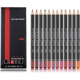 Wonder X Matte Lip Liner Pencil Set - 12 Assorted Colors Natural Lip Makeup Soft Pencils Waterproof and Long Lasting Velvet Lip Liners (red, pink, rose, plum, peach, cherry, dark brown etc)
