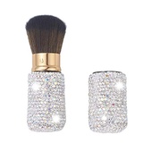 XhuangTech Bling Make Up Brush Crystal Makeup Travel Brushes Blusher Rhinestone Cover Foundation Highlight Blush Cosmetic Tools (White)