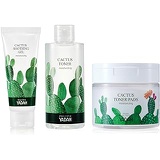 YADAH Cactus Skincare Kit - Cruelty Free Vegan Hypoallergenic Toner 7.1fl.oz, Pads 5.07fl.oz, Soothing Gel 3.7fl.oz. Set