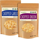 Yamees Chopped Dried Sliced Onion and Garlic - Bulk Spices - 2 Pack of 12 Ounces Each