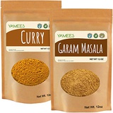 Yamees Garam Masala & Curry Powder Combo - Indian Spices and Seasoning - 24 Ounces ( 12 Ounce Each Bag)