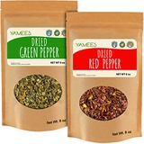 Yamees Dried Vegetables - Dried Red Bell Pepper and Dried Green Bell Pepper - Dehydrated Vegetables - 2 Pack of 8 Ounces Each