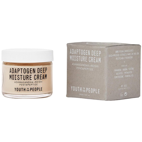 Youth To The People Adaptogen Deep Moisture Cream - Calming + Hydrating Face Cream with Pentapeptide, Rhodiola + Reishi Mushroom - No Mineral Oil - Clean Skincare (2oz)