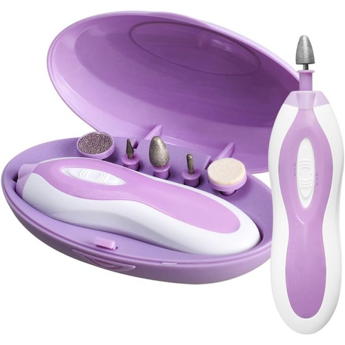  Electric Pedicure & Manicure Set Portable Nail Care Tool Box with 5 PCS Attachment for Grooming of Hands & Feet ZLiME (Purple)