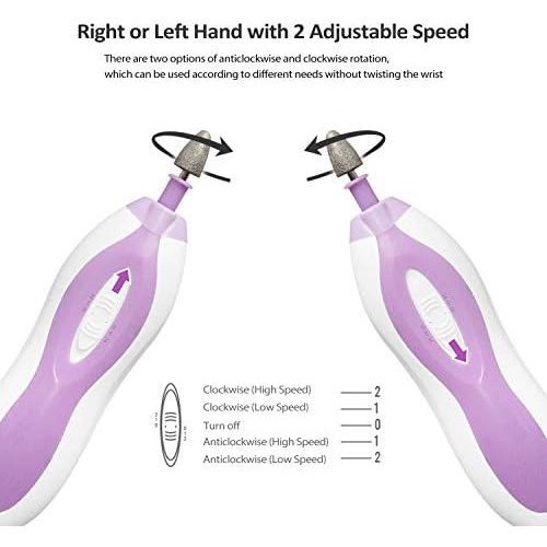  Electric Pedicure & Manicure Set Portable Nail Care Tool Box with 5 PCS Attachment for Grooming of Hands & Feet ZLiME (Purple)