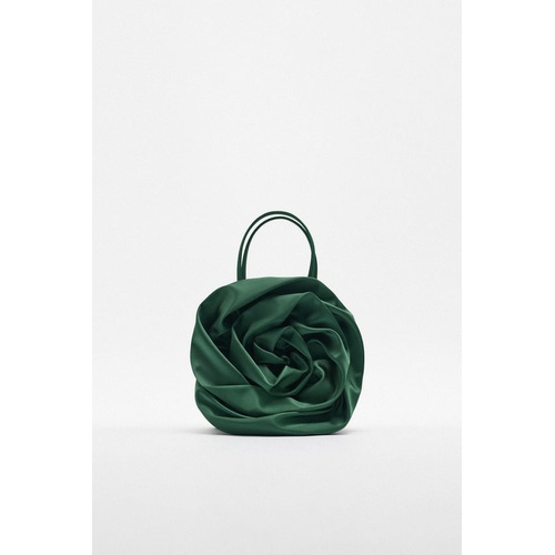 자라 Zara SATIN EFFECT FLOWER BAG