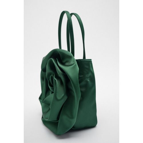 자라 Zara SATIN EFFECT FLOWER BAG