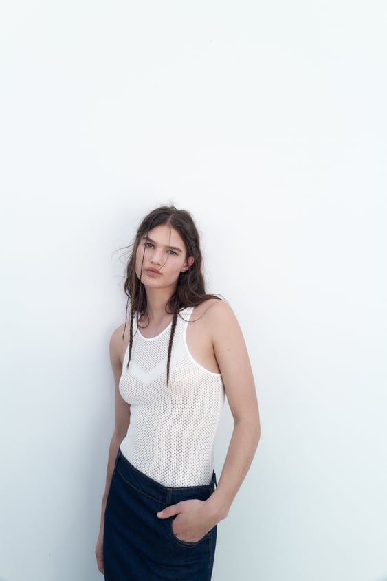 Zara PERFORATED KNIT TOP