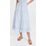 Madewell Striped Pull-On Ruffle Tiered Maxi Skirt