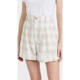Madewell Linen-Blend Pleated Cuff Shorts: Undyed Plaid Edition