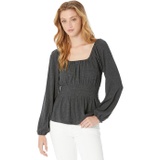 Madewell Plush Ribbed Square Neck Smocked Top