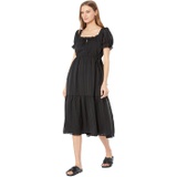 Madewell Square-Neck Tiered Midi Dress in Textured Seersucker