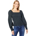 Madewell Lucie Bubble-Sleeve Smocked Top in Plaid