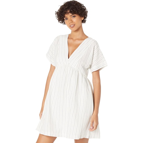 메이드웰 Madewell Linen-Blend V-Neck Dolman-Sleeve Mini Dress in Stripe