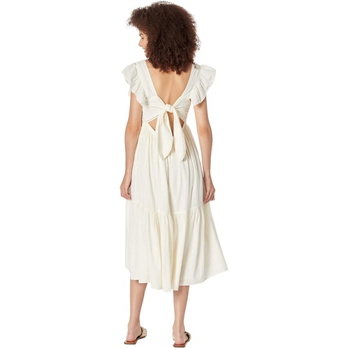 메이드웰 Madewell Ruffle-Strap Tiered Midi Dress in Textural Stripe
