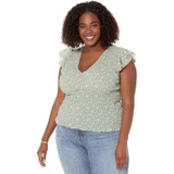 Madewell Plus Lucie V-Neck Smocked Top in Cottage Garden