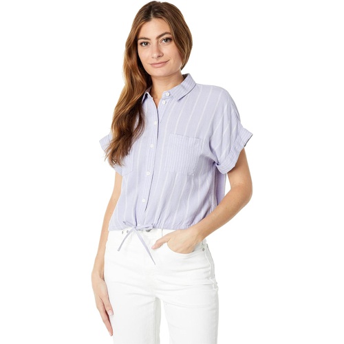 메이드웰 Madewell Linen-Blend Button-Up Drawstring Shirt in Stripe-Play