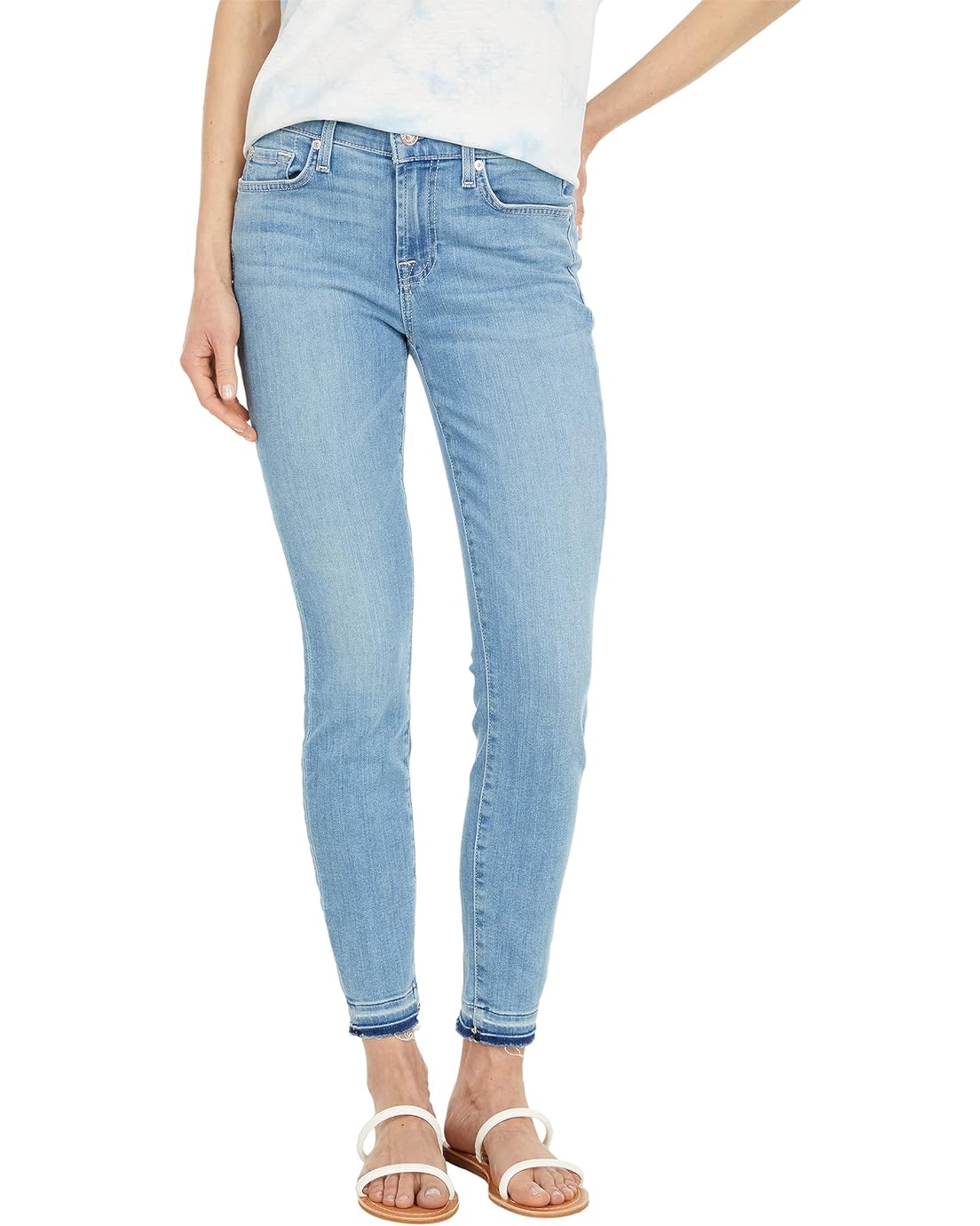 7 For All Mankind Ankle Skinny with Released Hem in Alta Blue