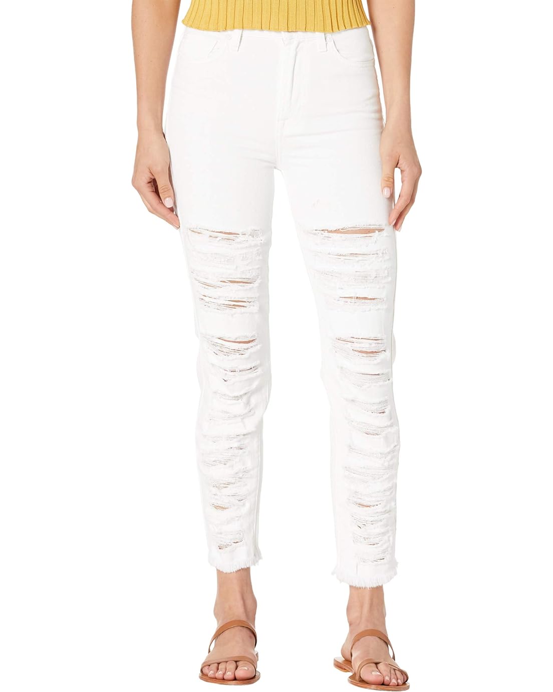 7 For All Mankind High-Waist Cropped Straight in Prince St. Shredded