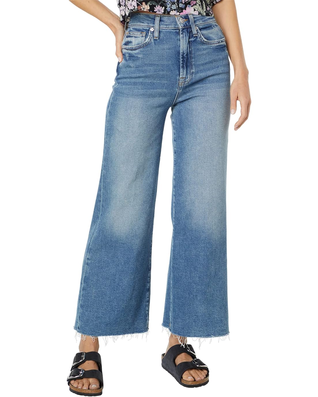7 For All Mankind Ultra High-Rise Crop Jo with Cut Hem in Luxe Vintage Iris Blue