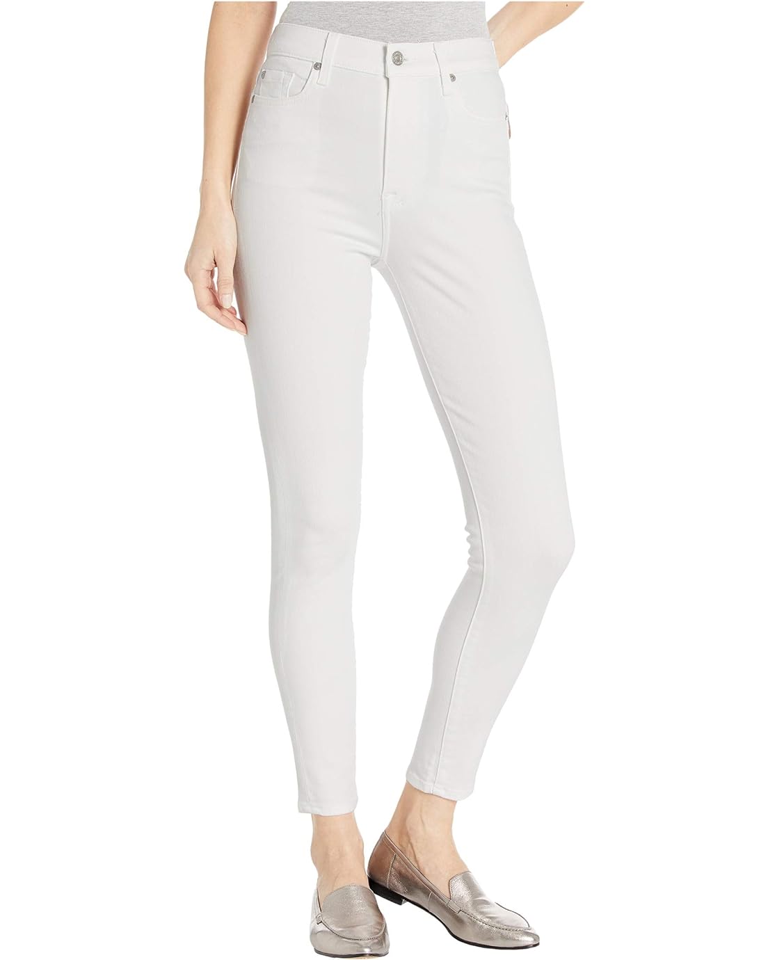  7 For All Mankind High-Waist Ankle Skinny in Slim Illusion White
