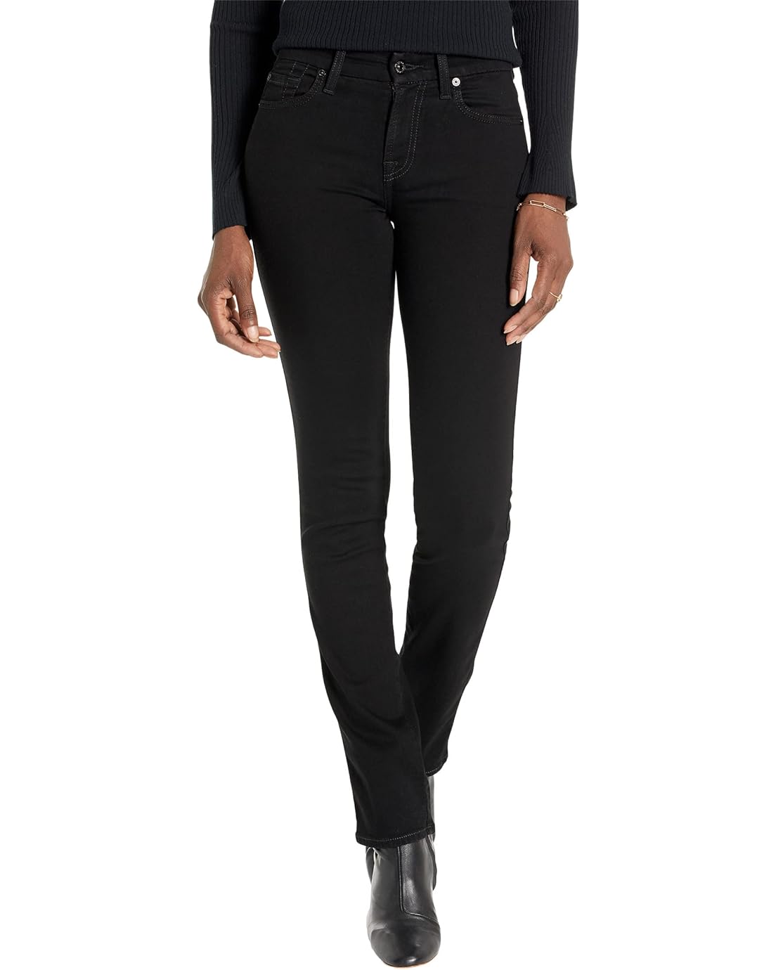  7 For All Mankind B(air) Kimmie Straight in Rinse Black