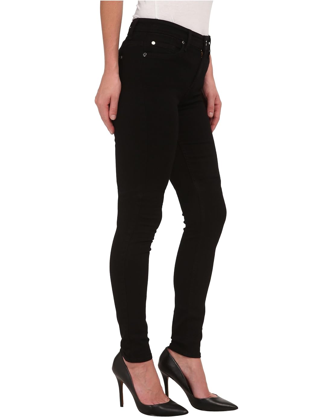  7 For All Mankind The Highwaist Skinny w/ Contour Waistband in Slim Illusion Luxe Black