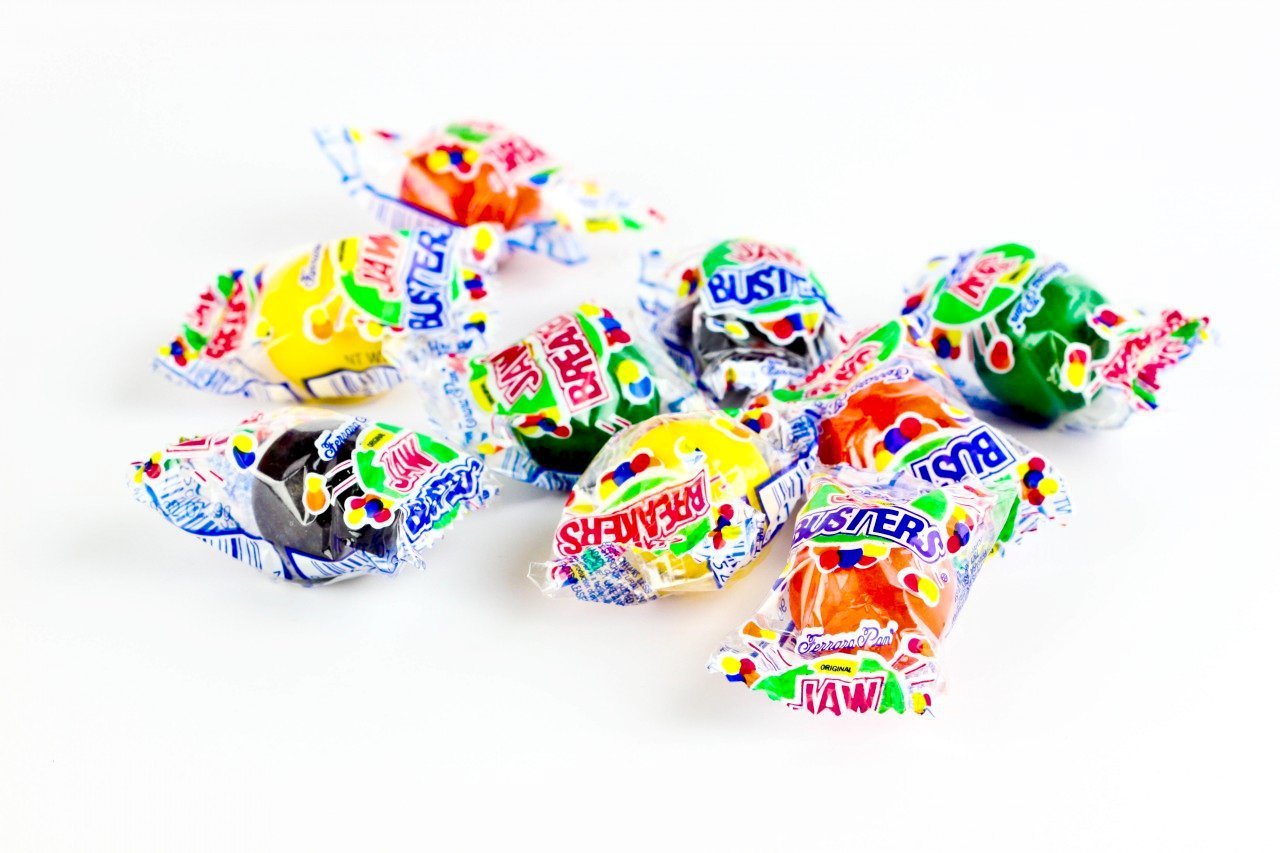  A Great Surprise Jawbusters Jawbreakers Candy Bulk - Jaw Busters Jaw Breakers Individually Wrapped - Easter Candy - Medium Size, Party Box 6x6x6 Family Size, Bulk Candy 3.2 lbs