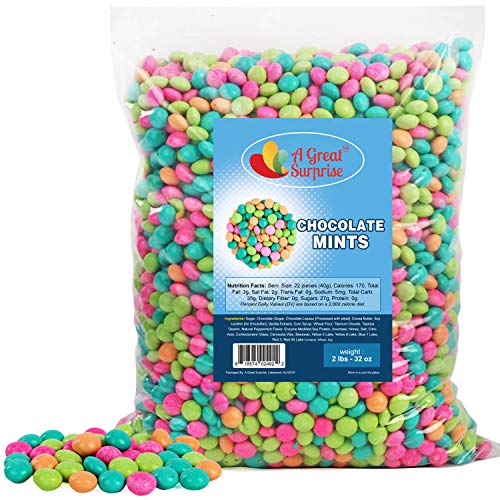 A Great Surprise Pastel Easter Candy - Chocolate Mints - After Dinner Mints - Pastel Candy - Chocolate Lentils - 2 LB