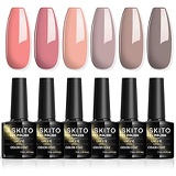 ASKITO Gel Nail Polish Set Kit, 6 Colors Light Pink Brown Series Collection, Nude Gel Nail Polish, Winter into Spring Nail Polish Soak Off LED Gel Art Manicure Valentines Day for G