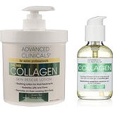 Advanced Clinicals Anti-Aging Collagen Cream and Collagen Body Oil Set. Large 16oz cream for face and body and 4oz body oil helps firm and tighten skin.