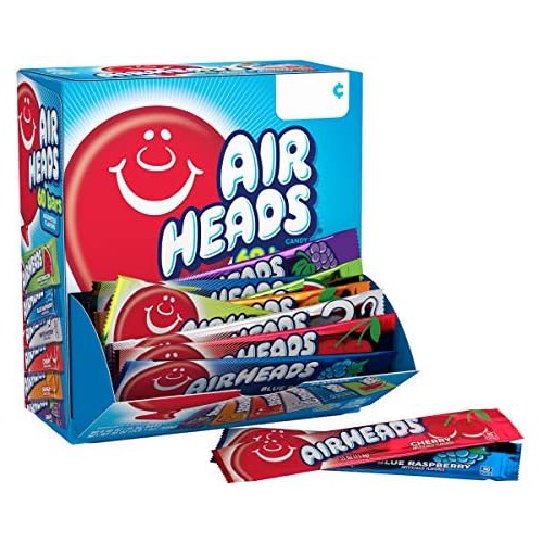  Airheads Candy Bars, Variety Bulk Box, Chewy Full Size Fruit Taffy, Gifts, Easter Candy Basket, Non Melting, Party, 60 Count (Packaging May Vary)