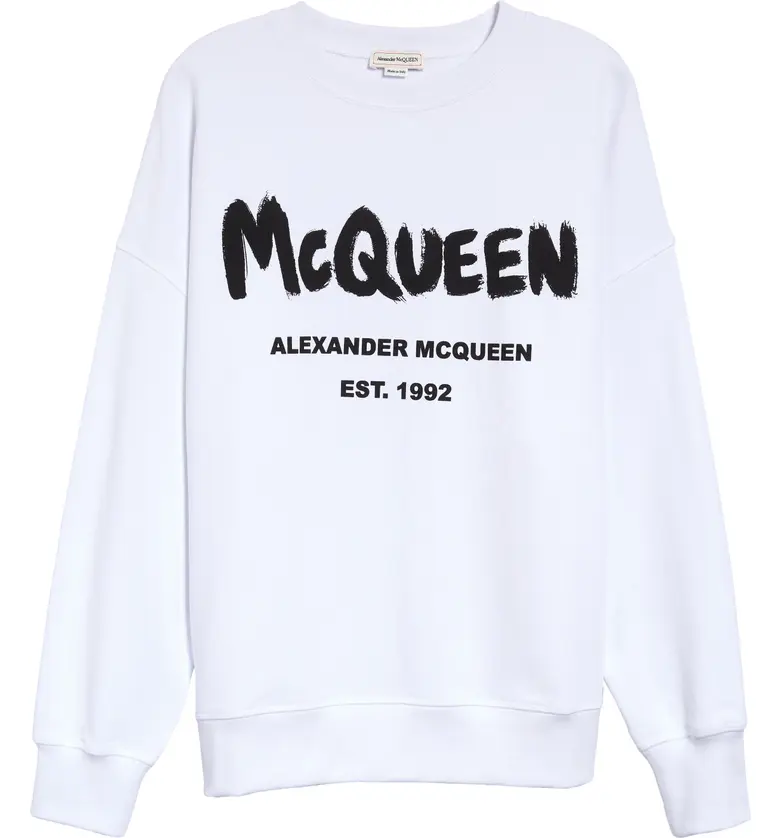 Alexander McQueen Womens Graffiti Logo Sweatshirt_WHITE / BLACK