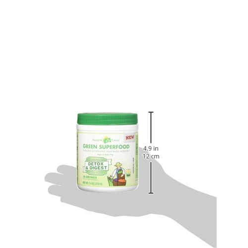  Amazing Grass Greens Blend Detox & Digest: Smoothie Mix, Cleanse with Super Greens Powder, Digestive Enzymes & Probiotics, Clean Green, 30 Servings (Packaging May Vary)