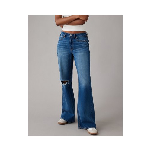 아메리칸이글 AE Dreamy Drape Strigid Ripped Low-Rise Baggy Flare Jean