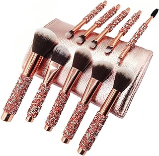 Aolongli Luxury Makeup Brushes Set 10pcs with Bag Newest Diamond-studded for Face and Eyes Make up Brush Professional Foundation Concealer Eyeshadow Makeup Tools