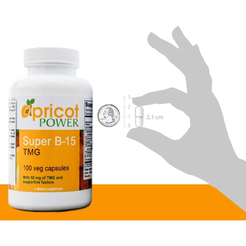  Apricot Power Super B-15 Non Toxic Pangamic Acid - Health Oxygen Levels & Energy - 100 Veg Caps