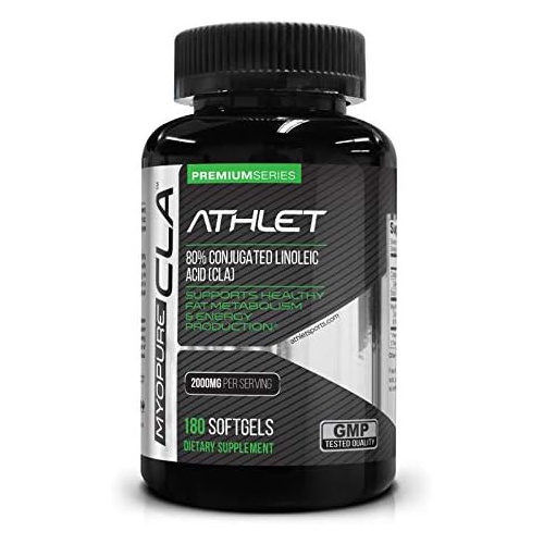  Athlet Myo-Pure CLA 2000 mg 180 Softgels - (Clearance Item Expiring 04-2023) Conjugated Linoleic Acid Safflower Oil - Supports Weight Loss Lean Muscle Energy Endurance