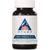 Ayush Herbs High Omega-3 Softgels, High Potency Sustainable Fish-Oil Supplement, Heart and Brain Support, 60 Softgels