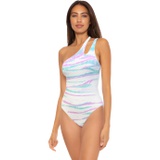 BECCA by Rebecca Virtue Iconic Violet Pucker Rib Asymmetrical One-Piece