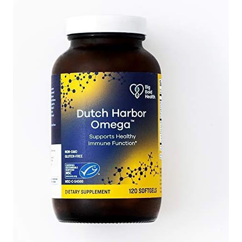  BIG BOLD HEALTH Dutch Harbor Omega Omega 3 Fish Oil Supplement 120 Softgels, 60-Day Supply Lemon Flavor Wild Alaskan Cod Liver Fish Oil Includes Omega-3 Fatty Acids with DPA, DHA,