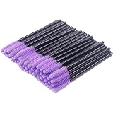 BIHRTC Pack of 100 One-Off Disposable Silicone Eyelash Mascara Brushes Wands Applicator Eyebrow Brush Makeup Tool Kit Set (Tower Shape - Black+Purple)