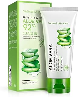 BIOAQUA 92% Aloe Vera Foam Cleanser - Refresh & Moisture Aloe Vera 92% Cleanser. Shrink Pores & Oil Control Deep Cleaning Face Cleanser.(100g)