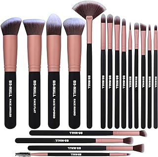 BS-MALL Makeup Brushes 18pcs Premium Synthetic Professional Eye Brushes Kit for Blending Eyeshadow Concealer Eyeliner Eyebrow(Rose Gold)