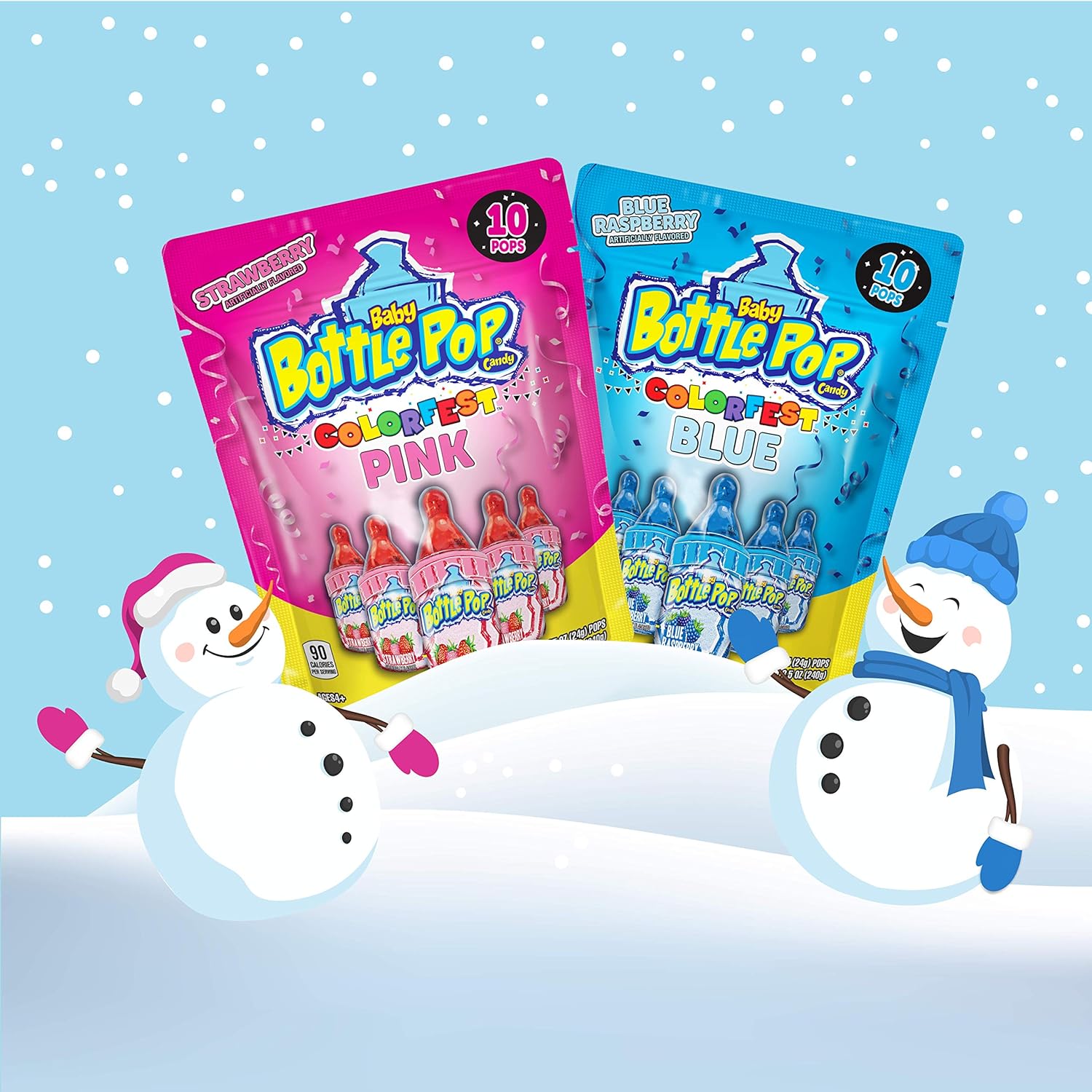  Baby Bottle Pop Individually Wrapped Party Pack With Flavored Candy/Lollipop Suckers & Candy for Celebrations And Virtual Parties, Blue Raspberry, 10 Count Bag