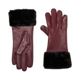 Badgley Mischka Leather Gloves wu002F Faux Fur Cuff