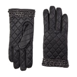 Badgley Mischka Quilted Leather Gloves wu002F Chain