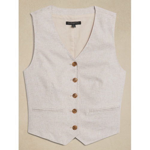 바나나리퍼블릭 Linen-Blend Cropped Vest