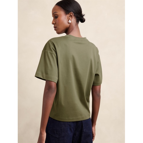 바나나리퍼블릭 Cotton-Sateen Oversized T-Shirt